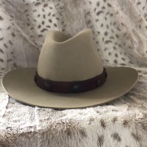 Bradford Western Felt Cowboy Cowgirl Hat -  7 1/8” - Leather Band with Studs